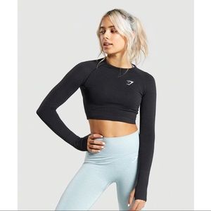 Gymshark Vital Seamless Long Sleeve Crop Top-Black